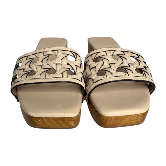 Tory Burch Basketweave Studded Clogs Calf Leather in Cream Size 7 - Picture 6 of 10